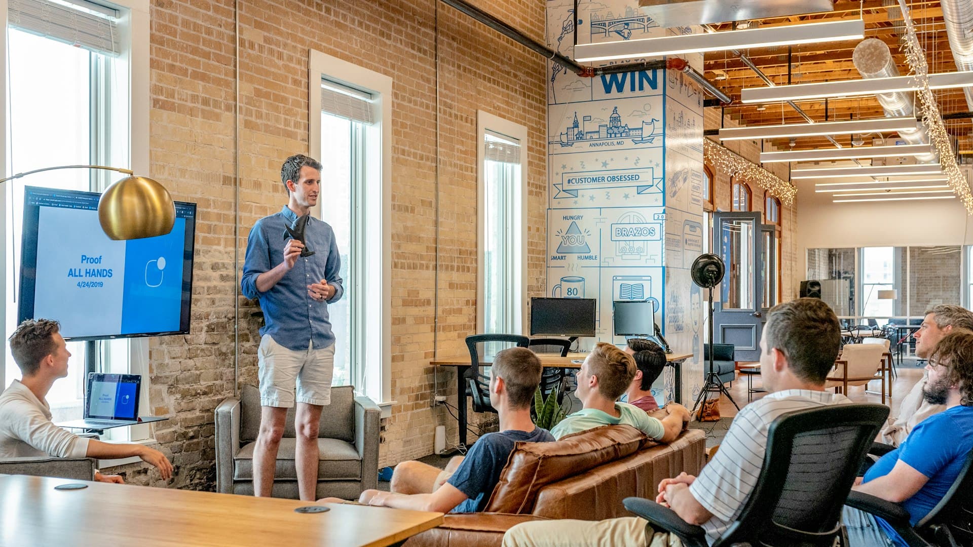 Team collaborating in modern office